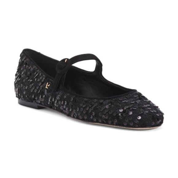 NEW LARROUDE Made In Brazil Handmade Sequin Blair Ballet Flat in black 825 10j5 - Picture 2 of 8